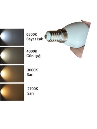 (2 Adet) Osaka 7W (50W) Beyaz Işık (6500K) E14 Duylu (İnce Duy) Led Mum Ampul
