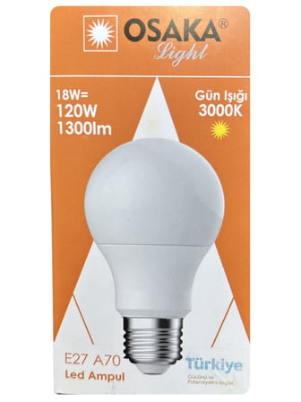 (10 Adet) Osaka 18W (120W) Sarı Işık (3000K) E27 Duylu (Kalın Duy) Led Ampul