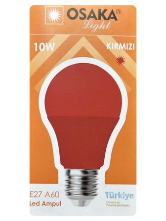 (2 Adet) Osaka 10W Kırmızı Işık E27 Duylu (Kalın Duy) Led Ampul