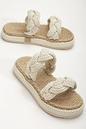 Hasır Burgulu Detaylı Yazlık Halat Terlik