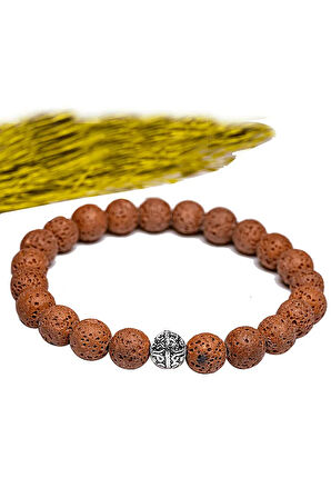 Sertifikalı Volkanik Kahverengi Lav Taşı Bileklik - Gümüş Aparatlı