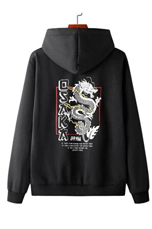 Unisex Kapüşonlu Beyaz Osaka Baskılı Oversize Sweatshirt