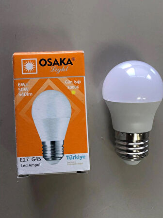 10 ADET OSAKA 6W=50W=540 LÜMEN E 27 TOP AMPÜL 3000K SARI 45mmX75mm