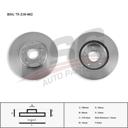 BSG FREN DISKI ON 269 MM ADET FIYATIDIR(KUTU ICI 2ADET) - DUSTER/MEGAN IV 10-