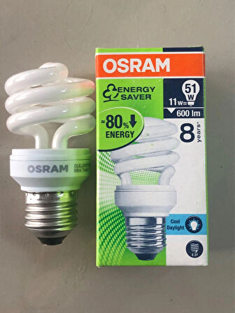 3 ADET OSRAM 11W=51W 600 LÜMEN TASARRUFLU LAMBA 6500 KELVİN BEYAZ