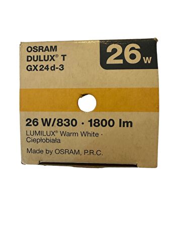 Osram Dulux T Plus 26W 830 3000K Sarı Işık 2Pinli G24d-3 Duylu