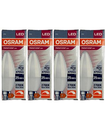 Osram 4,9W (40W) 2700K (Sarı Işık) E14 Duylu Dim Edilebilir Led Ampul (4 Adet)