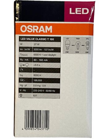 Osram 27W (152W) 6500K (Beyaz Işık) E27 Duylu Led Torch Ampul