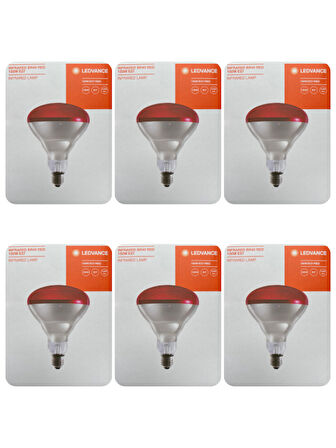 (6 Adet) Osram Ledvance 150W (Kırmızı Işık) İnfrared Isıtıcılı Lamba E27 Duylu (Kalın Duy)