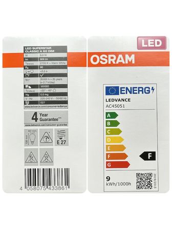 (5 Adet) Ledvance 8,8W Sarı Işık (2700K) E27 Duylu (Kalın Duy) Dim Edilebilir Led Ampul