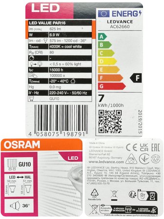 (5 Adet) Ledvance 6,9W Günışığı-Ilık Beyaz (4000K) GU10 Duylu Led Spot Ampul