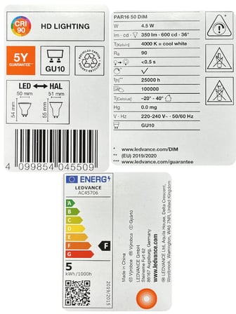 (2 Adet) Ledvance 4,5W Ilık Beyaz (4000K) Dim Edilebilir GU10 Duylu Cam Spot Ampul