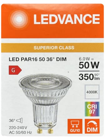 (5 Adet) Ledvance 6W Ilık Beyaz (4000K) Dim Edilebilir GU10 Duylu Cam Spot Ampul