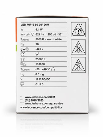 (1 Adet) Ledvance 12V AC/DC 6.1W (50W) 3000K (Sarı Işık) Dim Edilebilir GU5.3 Duylu LED Çanak Ampul
