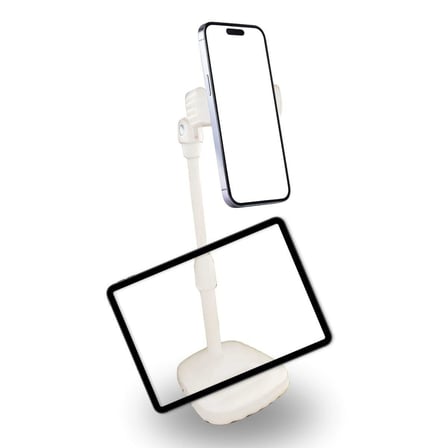 Masa Üstü Tablet ve Telefon Tutucu Plastik Aparat Beyaz Telefon Standı (5324)
