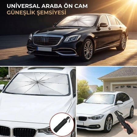 Otohousse Şemsiye Tipi Ön Cam Güneşliği Katlanabilir UV Korumalı Isı Yalıtımlı Araç Aksesuarı