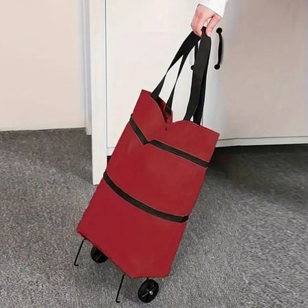 Katlanabilir Tekerlekli Market Çantası,Çok Amaçlı Pazar Arabası,Portatif Alışveriş Bez Torbası (5545)