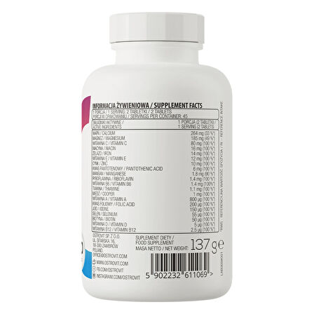 OstroVit Vitamin Mineral 100% Vit&Min 90 tablets