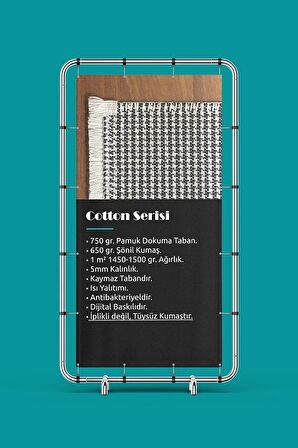 Yıkanabilir Kaymaz Tabanlı Dijital Baskılı Cotton Serisi Eskitme Kilim Efektli Halı.