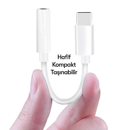 Tak Çalıştır Mikrofonlu Type-C to Aux 3.5mm Kulaklık Jak Dönüştürücü Yüksek Kaliteli
