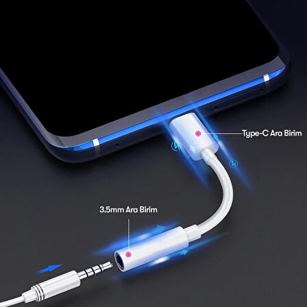 Tak Çalıştır Mikrofonlu Type-C to Aux 3.5mm Kulaklık Jak Dönüştürücü Yüksek Kaliteli