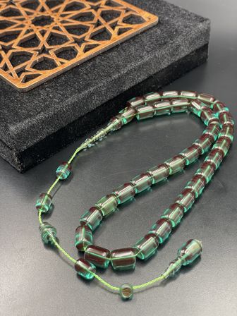 Usta Mehmet Toprak İmzalı Kuru Torna Ateş Kehribar Tespih – 11x8 mm