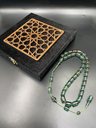 Usta Mehmet Toprak İmzalı Kuru Torna Ateş Kehribar Tespih – 11x8 mm
