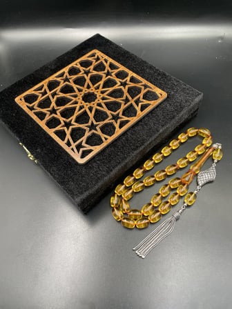 925 Ayar Gümüş Dizayn Ateş Kehribar Tespih – 12x8 mm