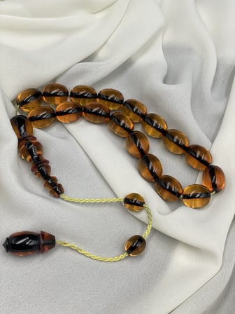 Efe Boy Arpa Kesim Konyak Ateş Kehribar Tesbih (13x16 mm)