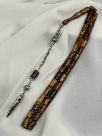 Alpaka Mermi Uçlu Sedefli Çekoslavak Kahve Beyrut Tesbih (7x11 mm)