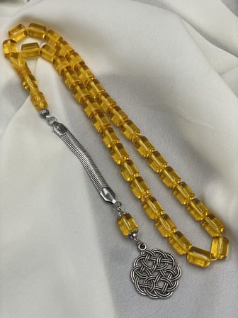 Alpaka Kazaz Püsküllü Zar Rengi Beyrut Tesbih (8x11 mm)