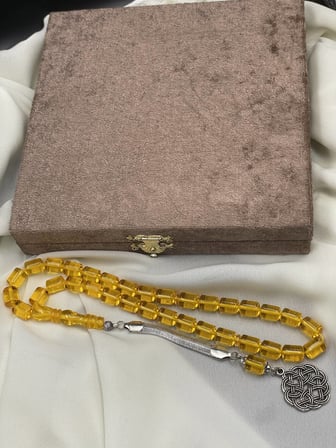Alpaka Kazaz Püsküllü Zar Rengi Beyrut Tesbih (8x11 mm)