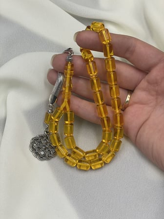 Alpaka Kazaz Püsküllü Zar Rengi Beyrut Tesbih (8x11 mm)