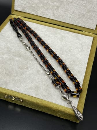 Onurlu Tesbihane Çift Renk Beyrut Tesbih Sarı Küt Kesim 7x11 mm Erkek Tesbihi