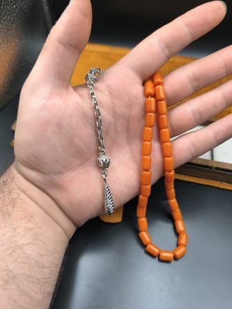 Osmanlı Benzetme Çubuk Sıkma Tesbih (Turuncu, 10x7 mm)