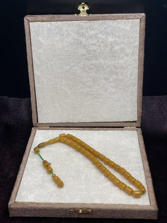 Muhammed Dabbas Usta İmzalı Osmanlı Benzetme Çubuk Sıkma Tesbih (7x11 mm)
