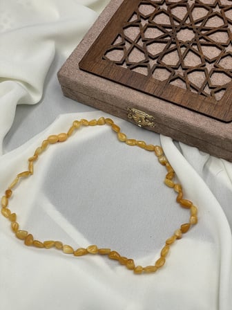 Orijinal Ukrayna Kaya Damla Kehribar Bal Sarısı Doğal Tane Yetişkin Kolye (44 cm)