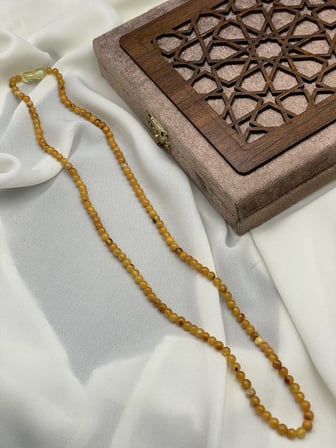Orijinal Ukrayna Kaya Damla Kehribar Habbe Kesim Yetişkin Kolye (60 cm)