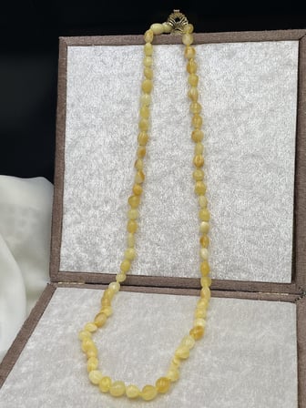 Orijinal Ukrayna Kaya Damla Kehribar Limon Sarısı Yetişkin Kolye (58 cm)