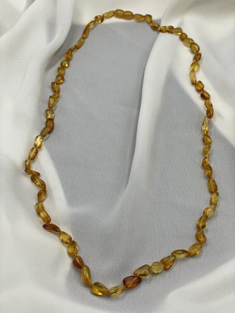 Orijinal Ukrayna Kaya Damla Kehribar Bal Sarısı Yetişkin Kolye (60 cm)