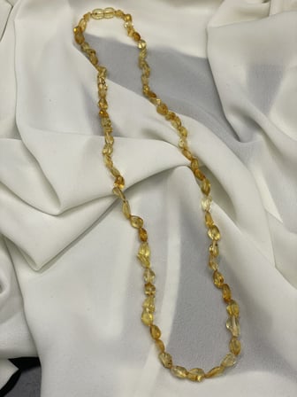 Orijinal Ukrayna Kaya Damla Kehribar Şeffaf Sarı Yetişkin Kolye (60 cm)