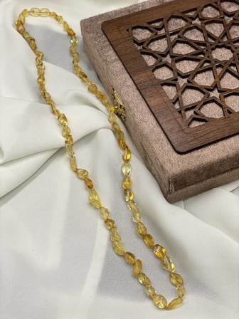 Orijinal Ukrayna Kaya Damla Kehribar Şeffaf Sarı Yetişkin Kolye (60 cm)