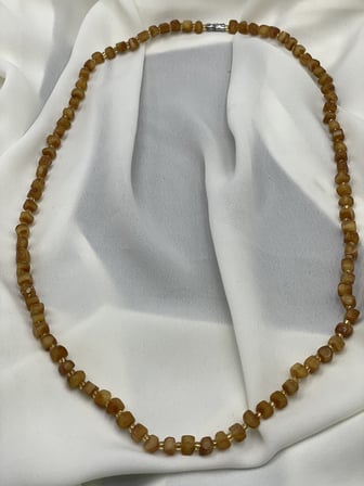 Orijinal Ukrayna Kaya Damla Kehribar Küp Kesim Bal Sarısı Kolye (68 cm)