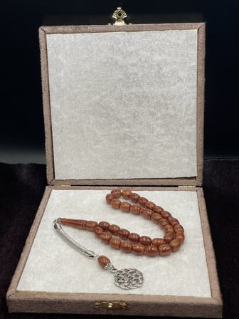 Alpaka Kazak Düğümü Uçlu Çekoslavak Renginde Katalin Tesbih (9x10 mm)