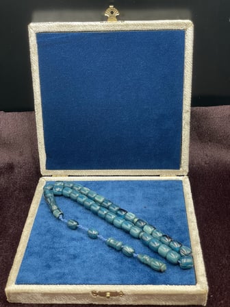 Sistemli Turkuaz Kanayan Baga Katalin Tesbih (9x10 mm)