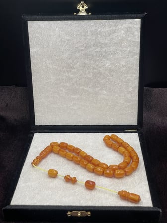 Sistemli Miskevi Renginde Turuncu Kanayan Baga Katalin Tesbih (8x12 mm)