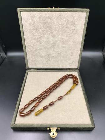 Osmanlı Benzetme Sıkma Kehribar Tesbih (Tütün Kehribarı, 12x7 mm)