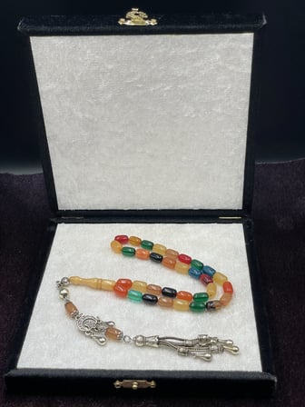 Alpaka Ay-Yıldızlı Çok Renkli Karışık Bonibon Tesbih (7x11 mm)
