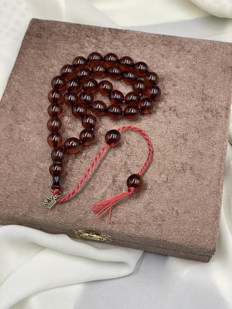 Omari Osmanlı Benzetme Küre Kesim Konyak Sıkma Kehribar Tesbih (10x11 mm)