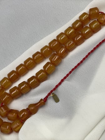 Omari Osmanlı Benzetme Kapsül Kesim Bal Sarısı Sıkma Kehribar Tesbih (10x11 mm)